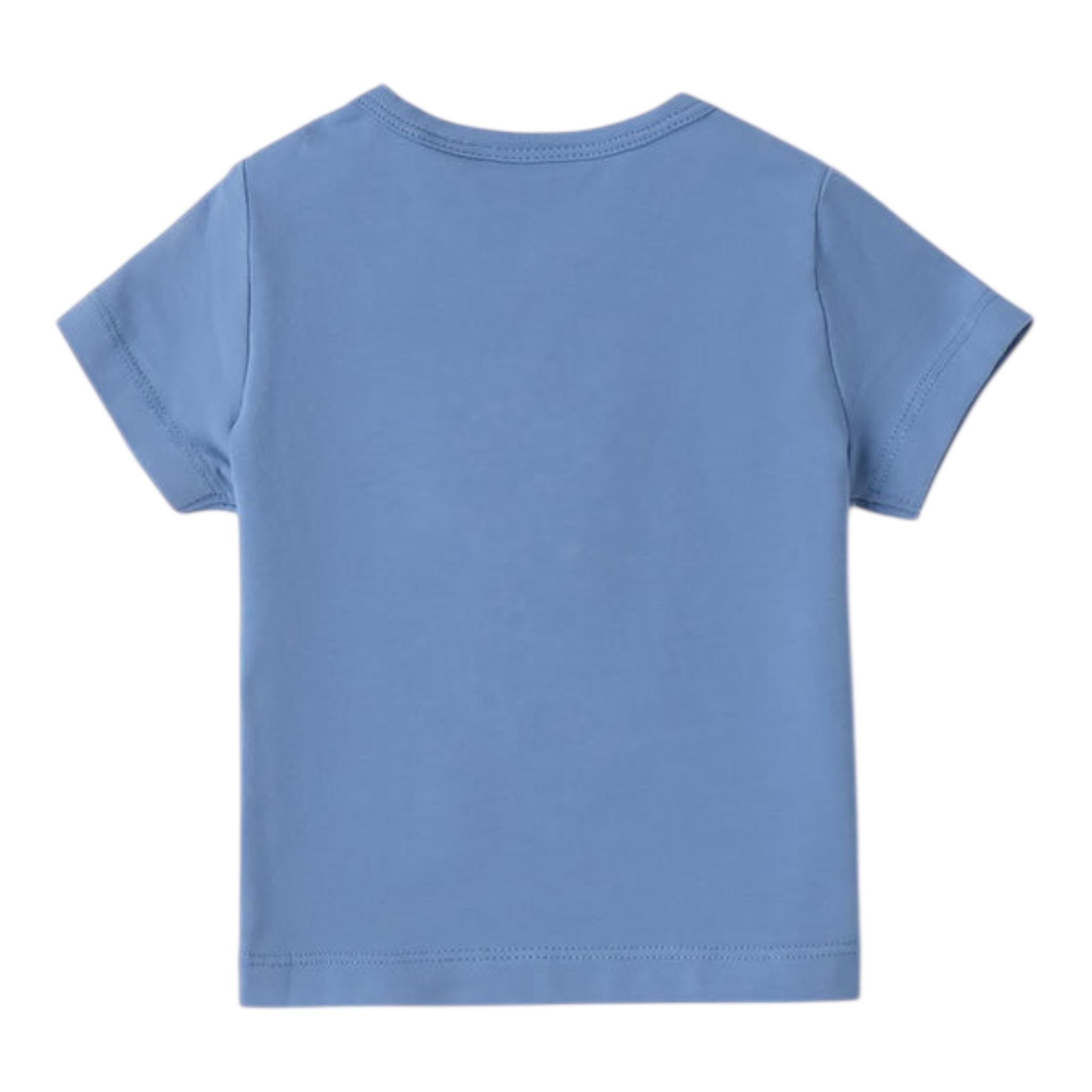 Mini Banda T-Shirt Tinta Unita Girocollo con Stampa per Neonato 3B609 AZZURRO MINI BANDA 
