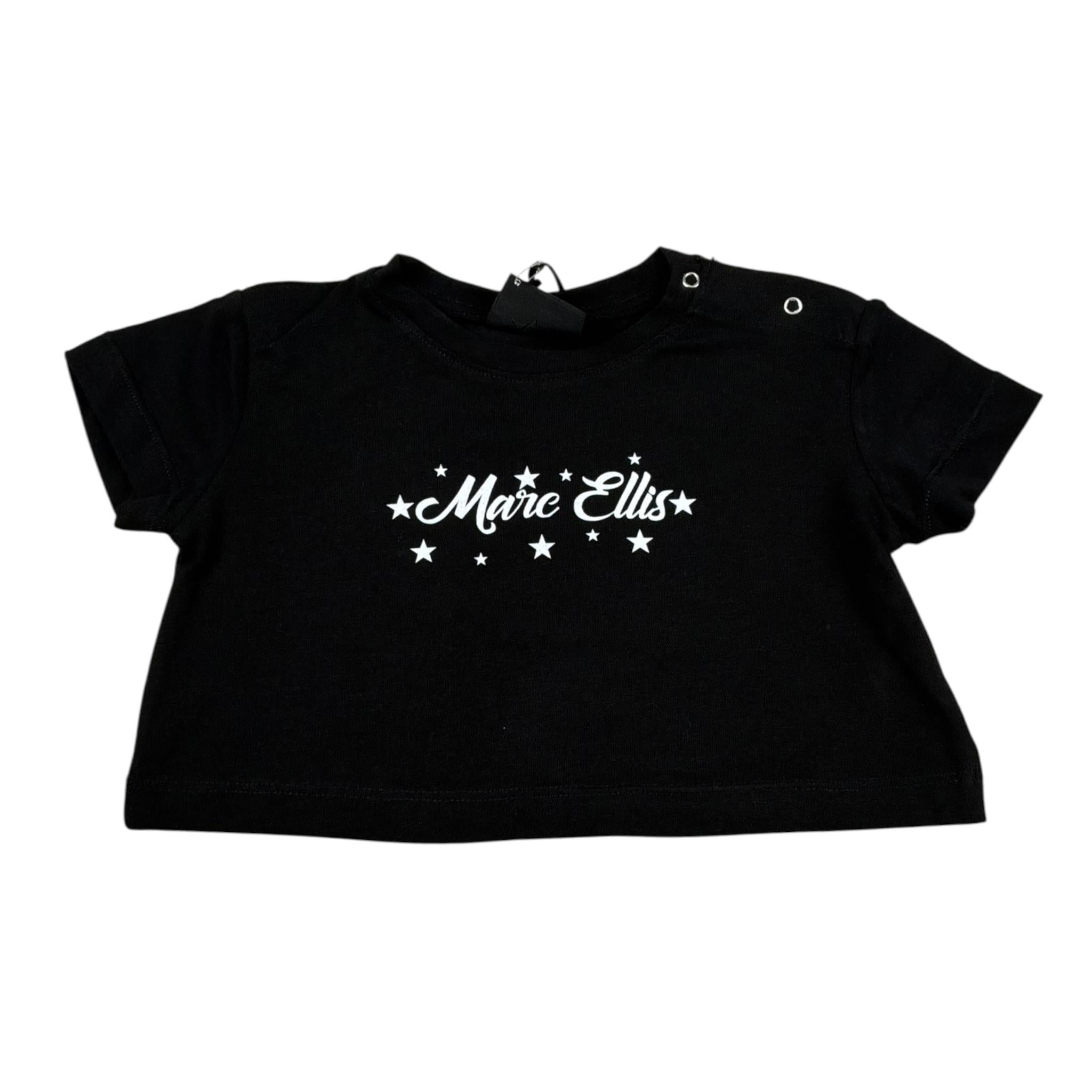 Marc Ellis T-Shirt Girocollo Tinta Unita con Brillantini per Neonata JMNTS16797N NERO MARC ELLIS 