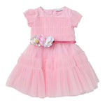 MONNALISA abito mezza manica tinta unita in tulle con cinturino Rosa per Neonata 19B900N ROSA MONNALISA 