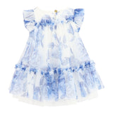 Angel'S Face White/Blue Tulle Half Sleeve Dress For Baby Girl