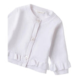 Minibanda Cardigan Tinta Unita con Bottoni Fiori per Neonata 3B762 BIANCO MINIBANDA 