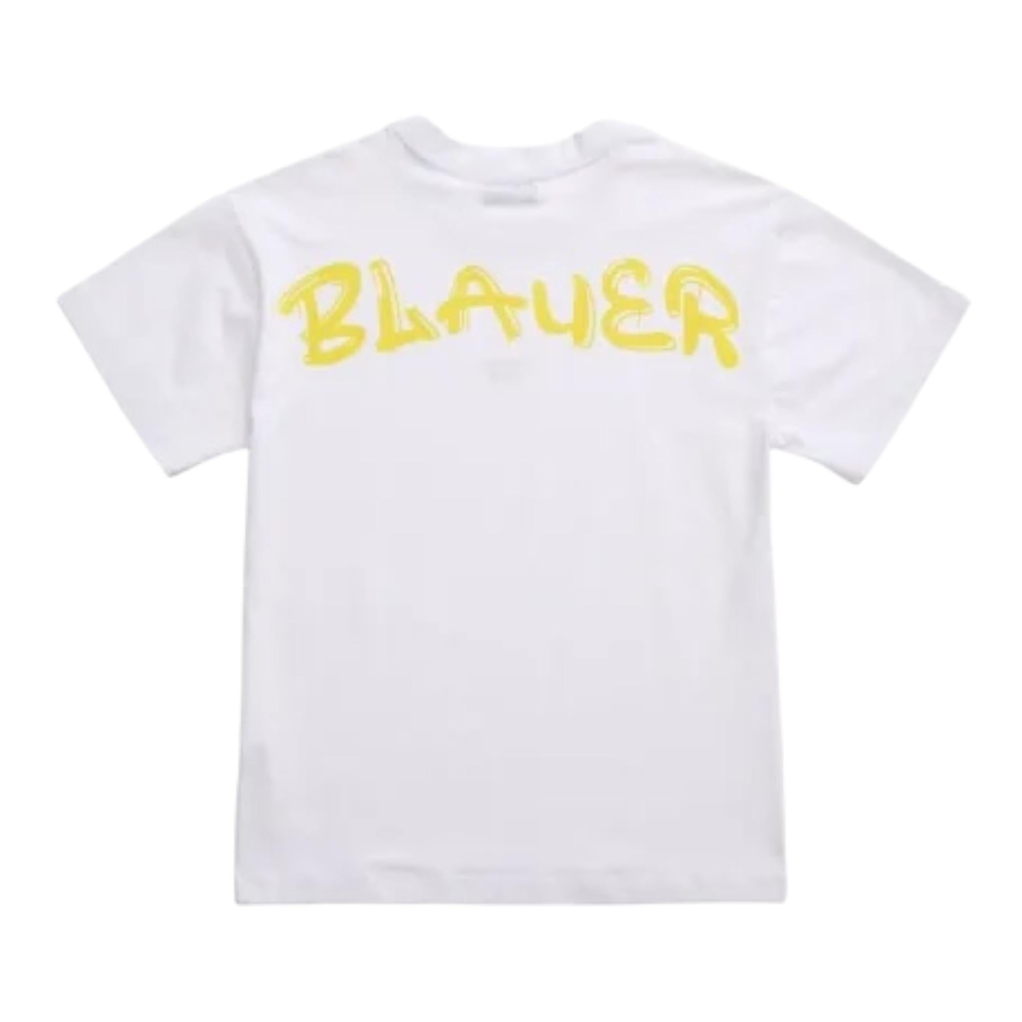 Blauer T-Shirt Tinta Unita con Stampa per Neonato 25SBLKG02565 BIANCO BLAUER 