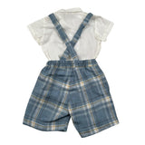 Barcellino Completo 2 Pezzi Camicia-Bermuda con Bretelle per Neonato 120612 BIANCO BARCELLINO 