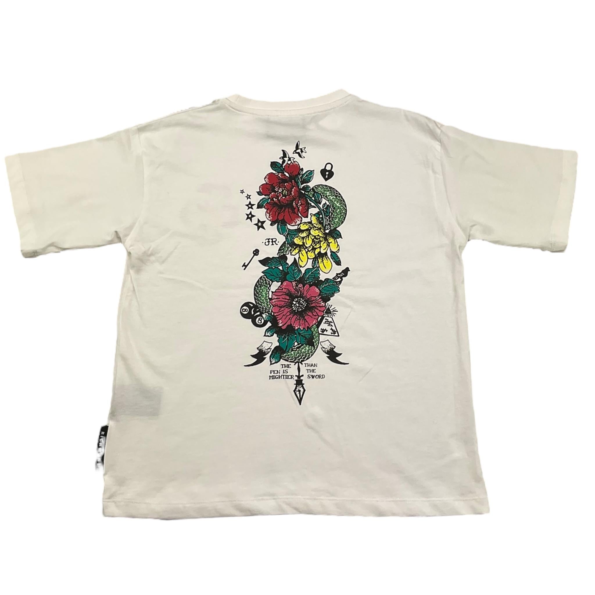 JOHN RICHMOND t-shrit girocollo tinta unita con stampa in contrasto Bianco per Bambina RGA25093TS BIANCO JOHN RICHMOND 