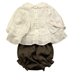 BARCELLINO completo 2 pezzi camicia-culotte Bianco/marrone per Neonata 105308 BIANCO/MARRONE BARCELLINO 