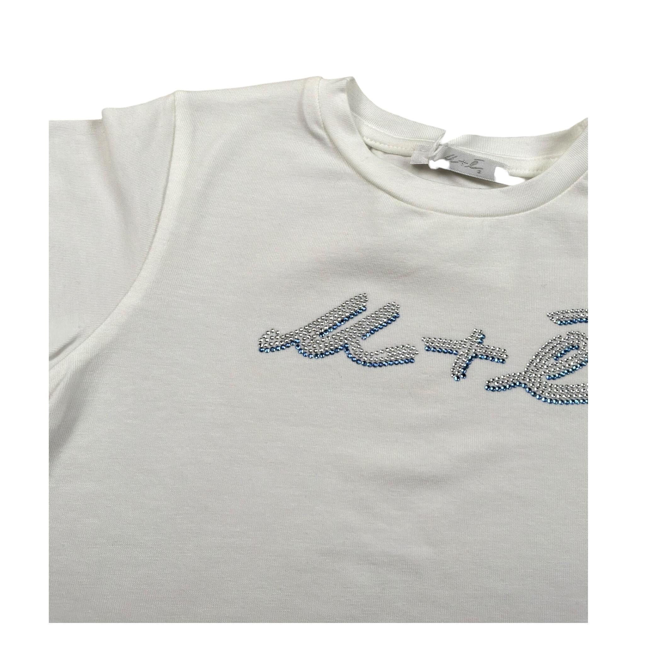 M+E' T-Shirt Girocollo Tinta Unita con Stampa per Neonata UE1405 BIANCO M+E' 