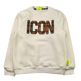 ICON felpa chiusa girocollo tinta unita con logo Panna per Bambino IBSW0085 PANNA ICON 