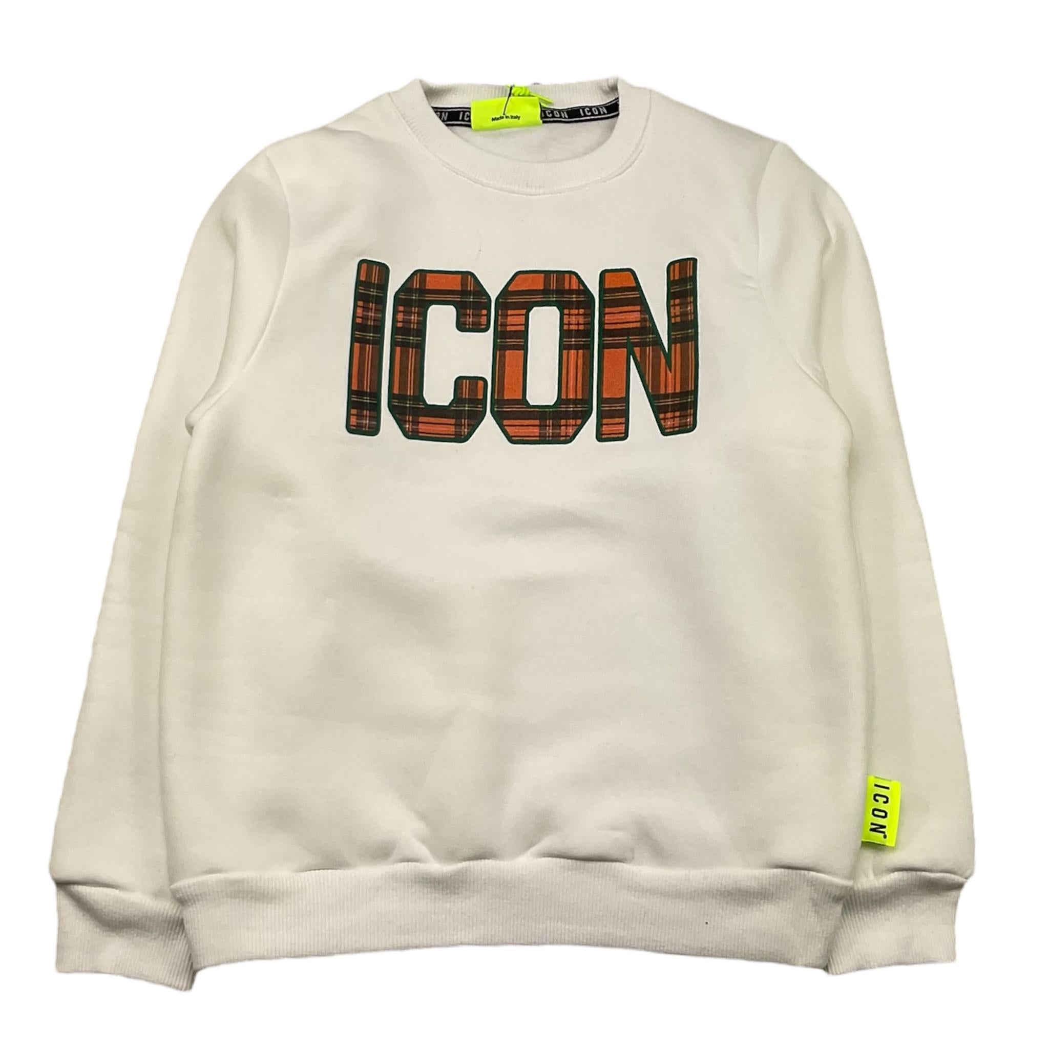 ICON felpa chiusa girocollo tinta unita con logo Panna per Bambino IBSW0085 PANNA ICON 