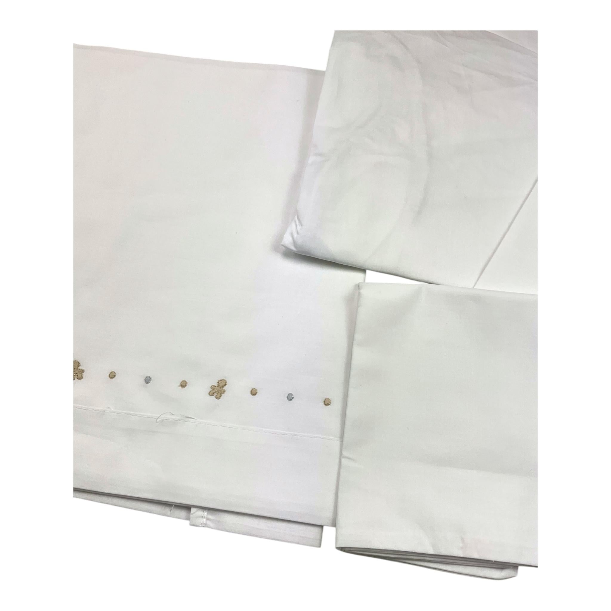 LE BEBE' set 3 pezzi lenzuola tinta unita cn ricami Bianco per Neonato LBB5224 BIANCO LE BEBE' 