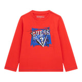 GUESS shirt girocollo tinta unita con stampa Rosso per Bambino N4YI01K8HM4J ROSSO GUESS 