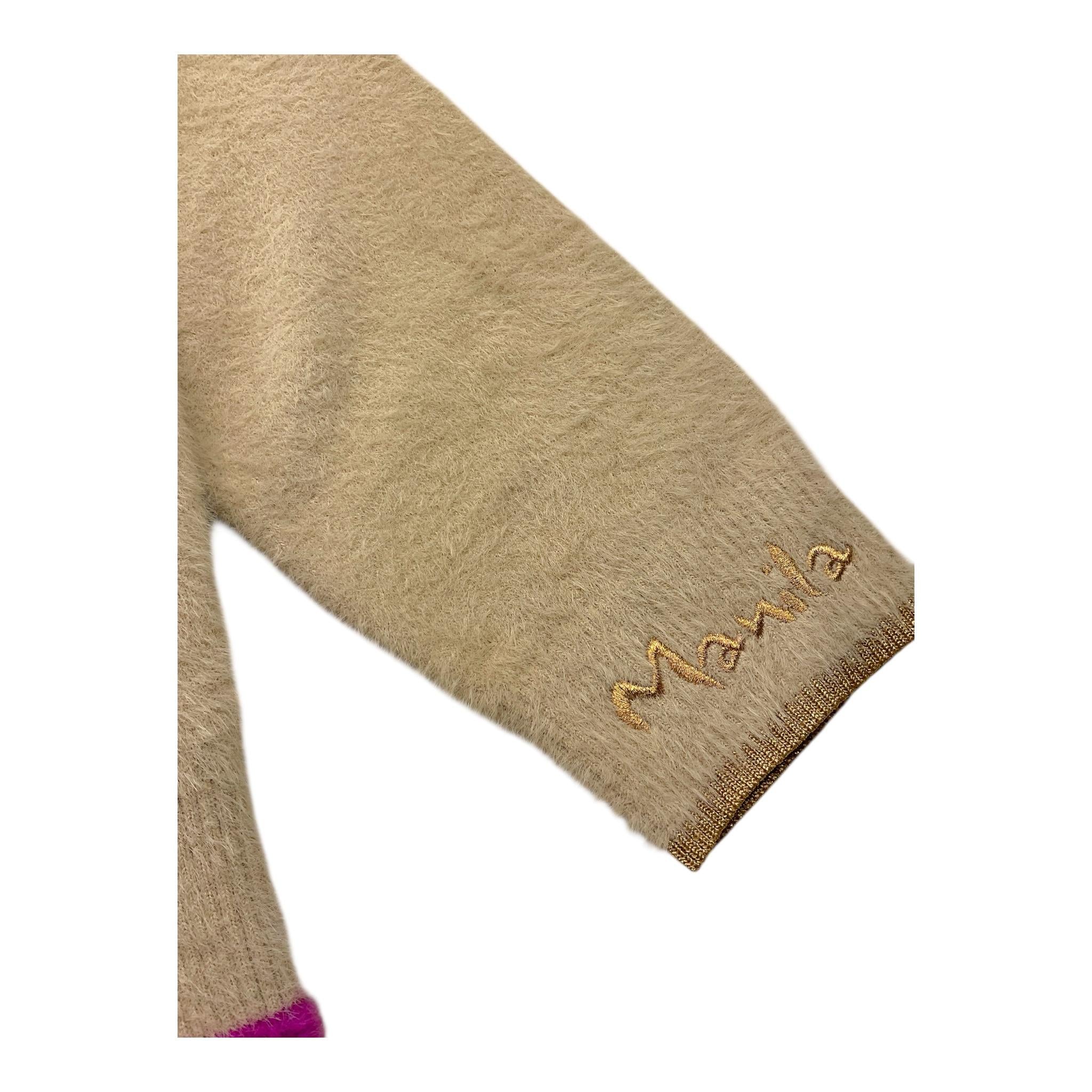 MANILA GRACE maglia tinta unita collo alto Beige per Bambina MG2413 BEIGE MANILA GRACE 