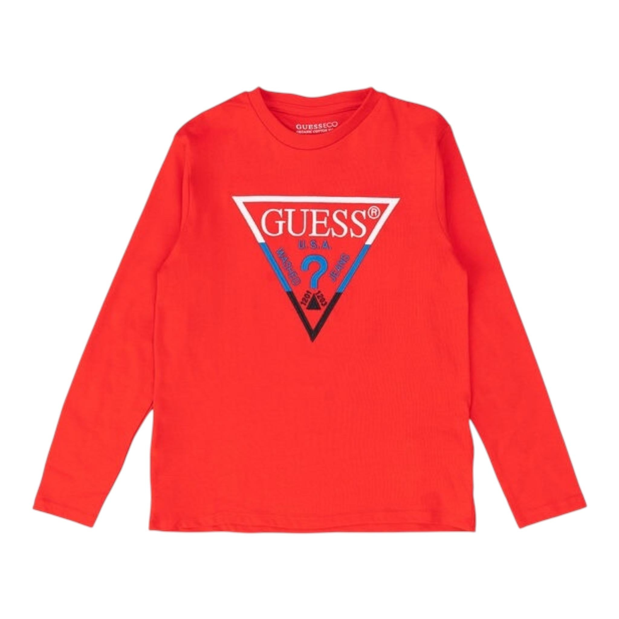 GUESS shirt girocollo tinta unita ocn logo Rosso per Neonato N4YI36K8HM4 ROSSO GUESS 