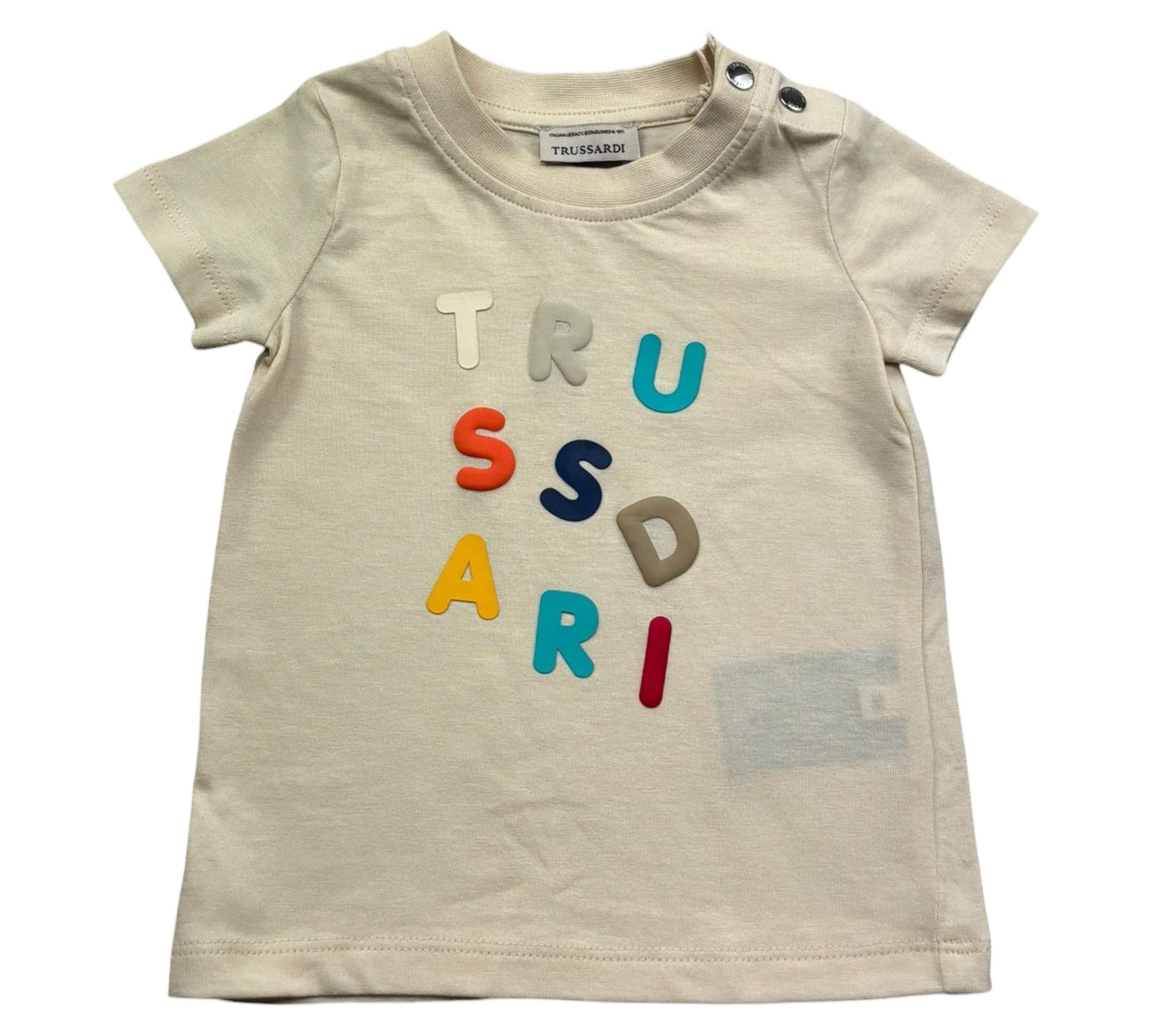 Trussardi T-Shirt Girocollo Tinta Unita con Stampe per Neonato TIP26070TS BEIGE TRUSSARDI 