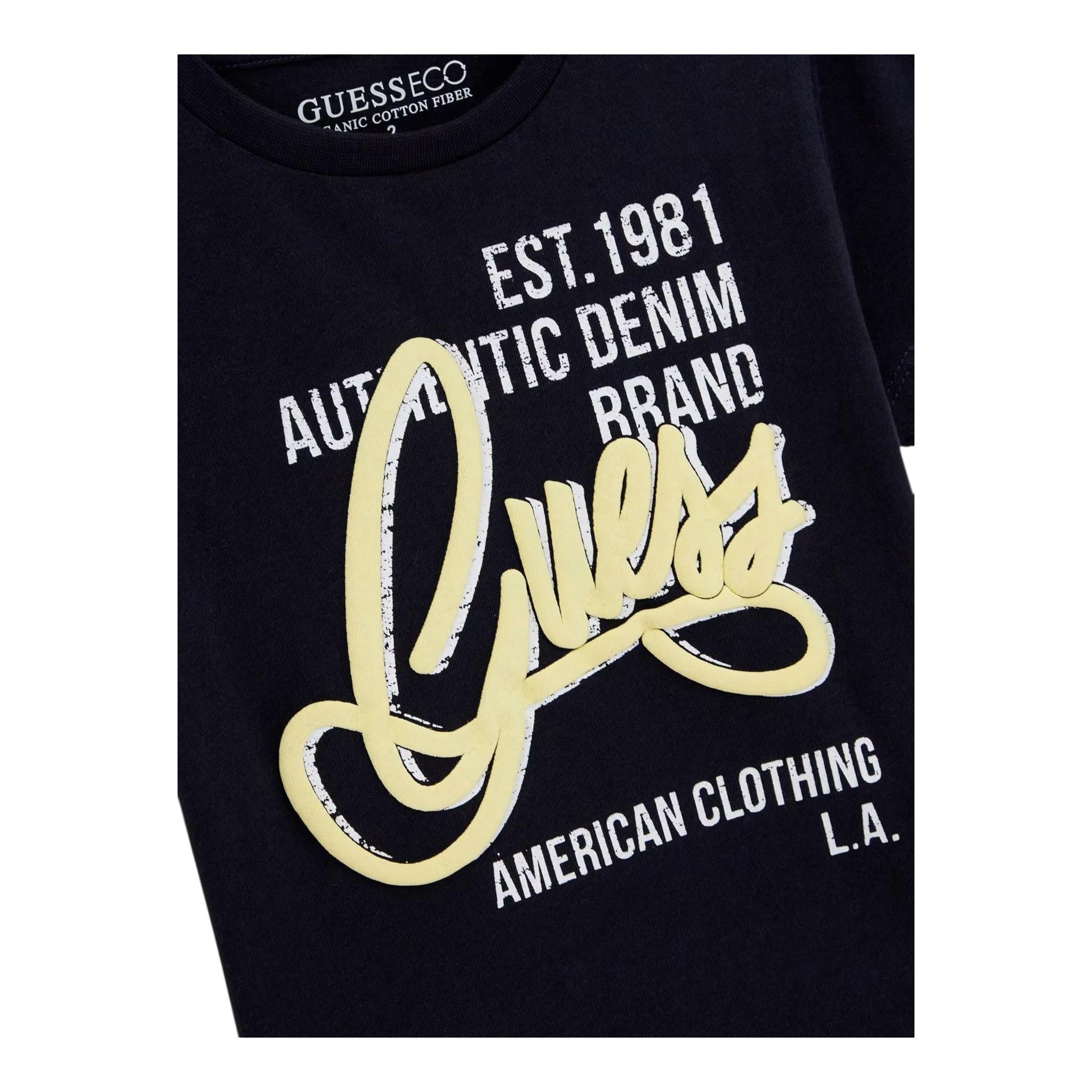 Guess T-Shirt Tinta Unita con Stampa per Neonato N5GI00K8HM4N BLU GUESS 