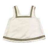 Genny Princess Top Solid Color Armhole With Contrasting Trim White For Girls