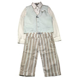 Damper Dan 4-Piece Set Vest-Shirt-Pants-Bow Ties Blue For Newborn