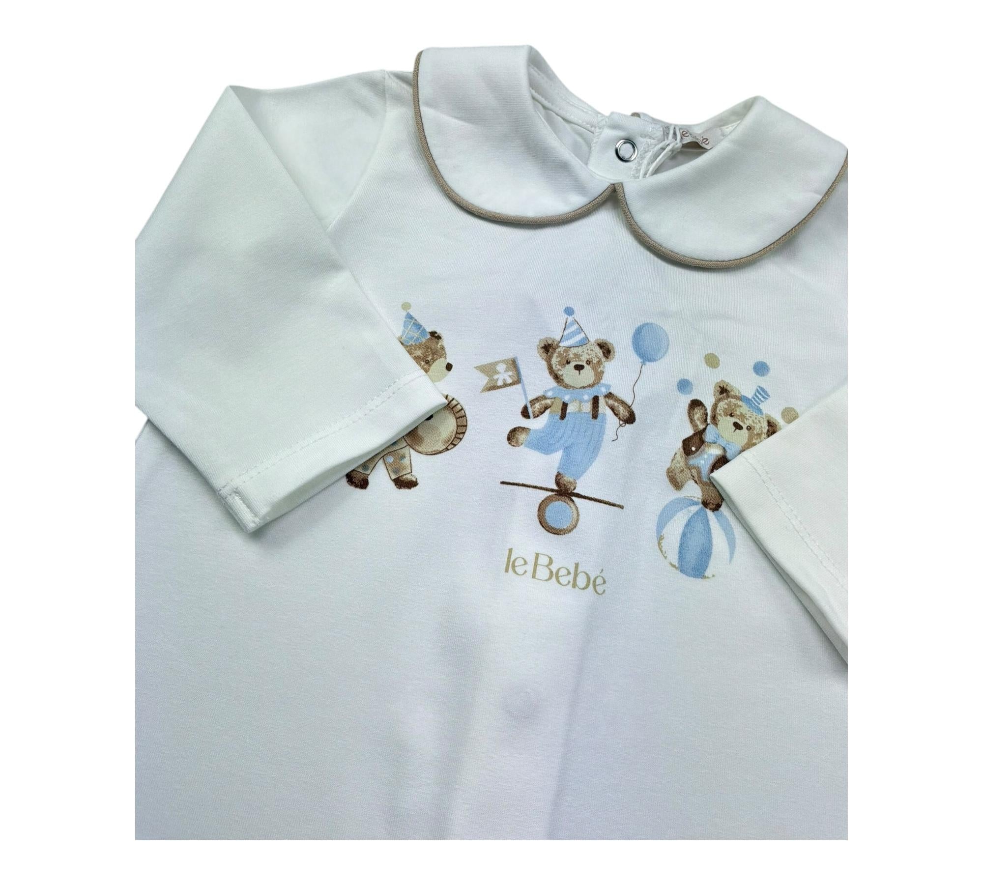 Le Bebe Tutina Manica Lunga Tinta Unita con Stampa per Neonato LBB5271 BIANCO LE BEBE 