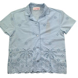 Saint Barth Camicia Mezza Manica Tinta Unita In Pizzo Sangallo per Bambina EVERLEE AZZURRO SAINT BARTH 