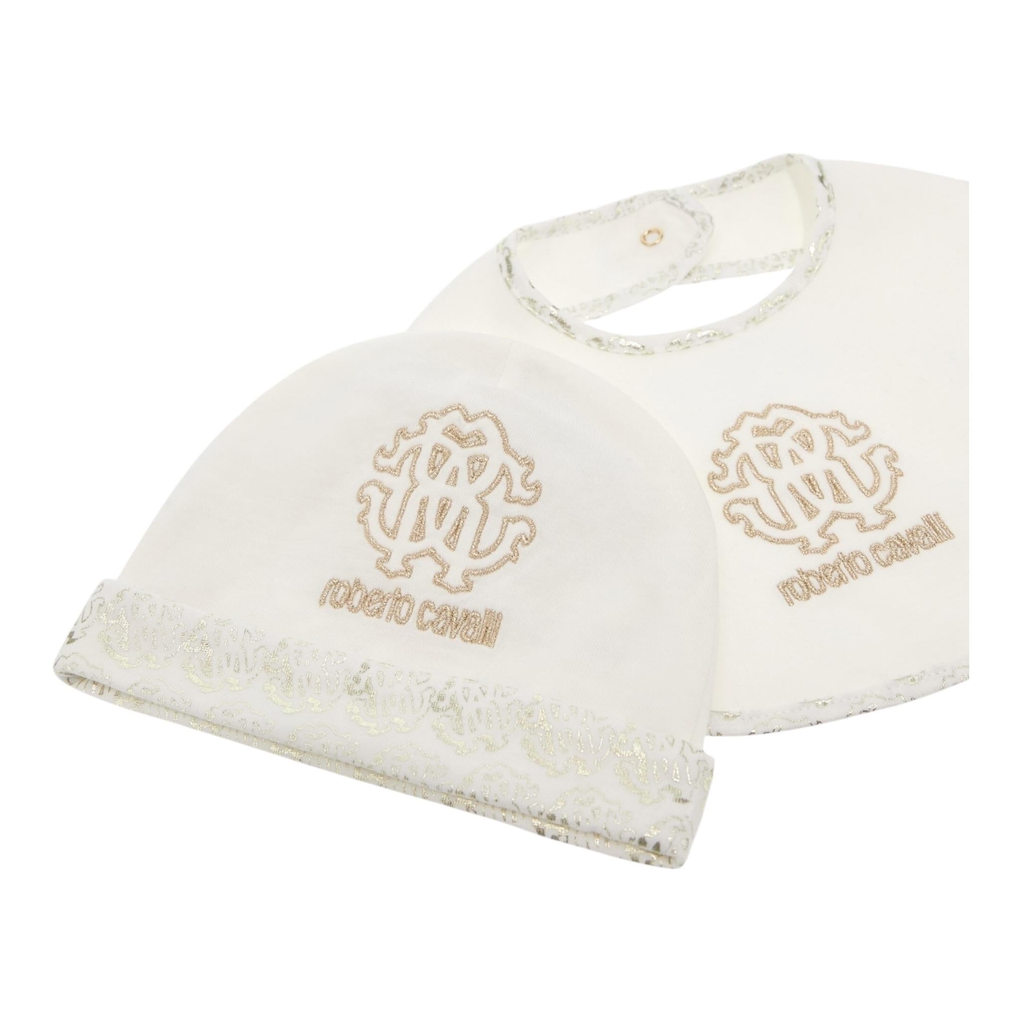 ROBERTO CAVALLI set 3 pezzi tutina-cappello-bavetta tinta unita Bianco per Neonata TJT822 BIANCO ROBERTO CAVALLI 