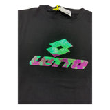 Lotto Solid Color Crew Neck T-Shirt with Black Logo Print for Girls