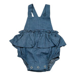 Petit Indi Salopette In Denim Tinta Unita per Neonata SS25B0337 BLU PETIT INDI 