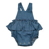 Petit Indi Salopette In Denim Tinta Unita per Neonata SS25B0337 BLU PETIT INDI 