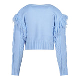 FUN & FUN maglia girocollo tinta unita cn frange Azzurro per Bambina FCJSW00049X AZZURRO FUN & FUN 