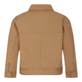 Lanvin Plain Zip Up Jacket With Logo Print Camel For Boys