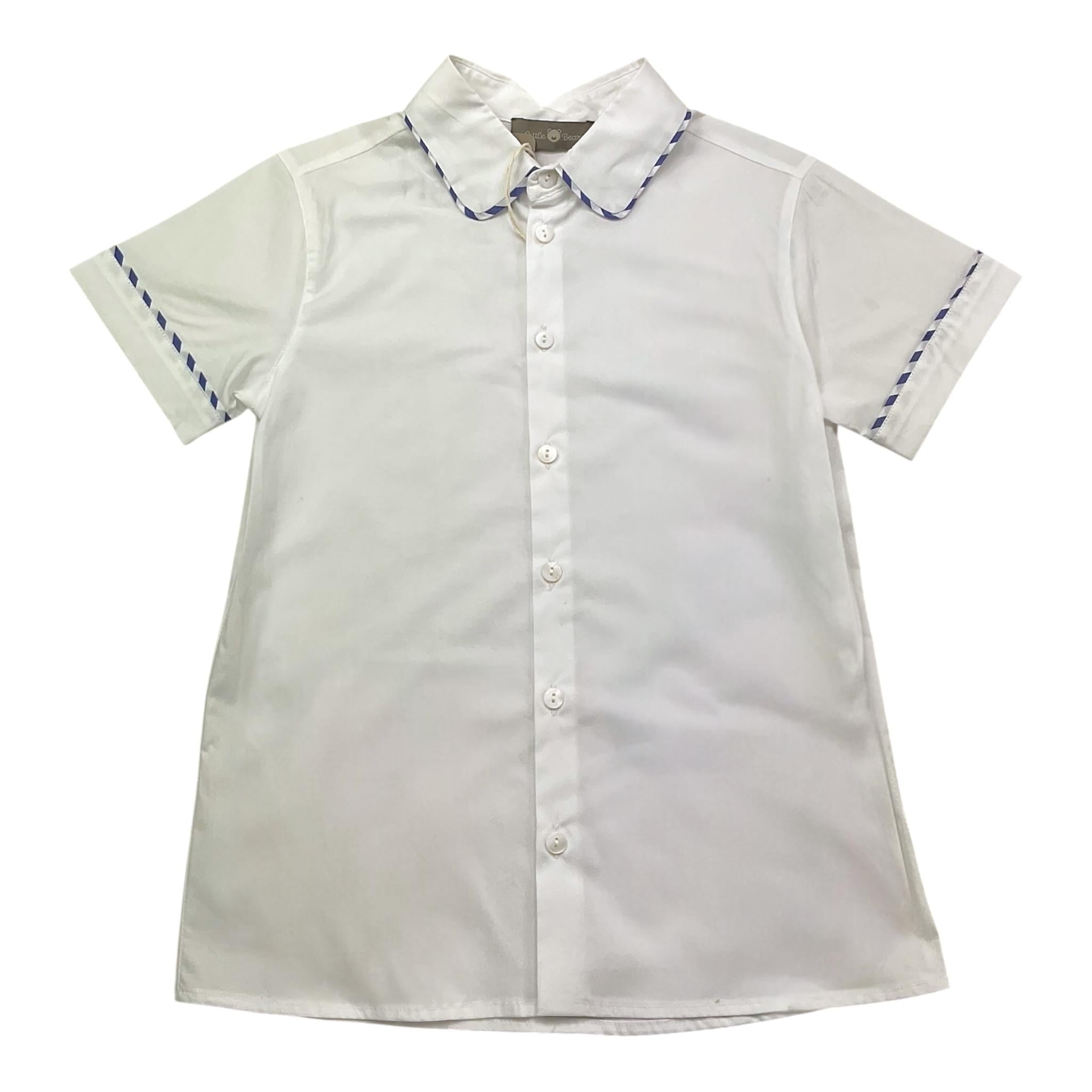 Little Bear Camicia Tinta Unita con Profili In Contrasto per Neonato 8211N BIANCO LITTLE BEAR 