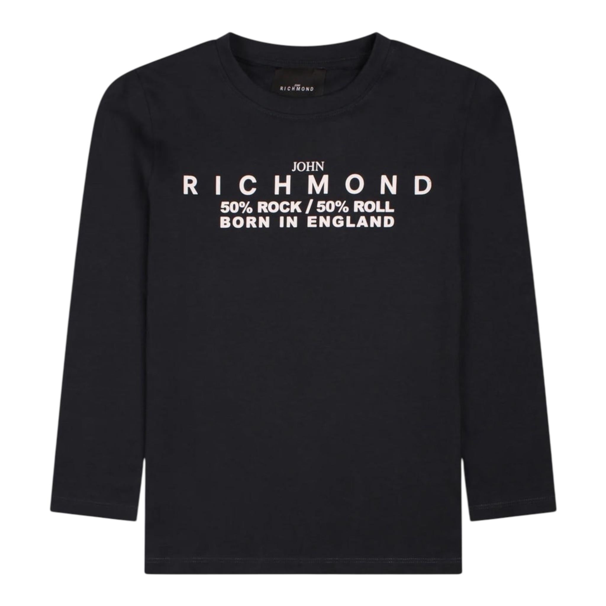 JOHN RICHMOND shirt girocollo tinta unita con stampa Nero per Bambino RBA24043TS NERO JOHN RICHMOND 