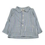 Petit Indi Camicia Tinta Unita con Fantasia A Righe per Bambino SS25BK6838X AZZURRO PETIT INDI 