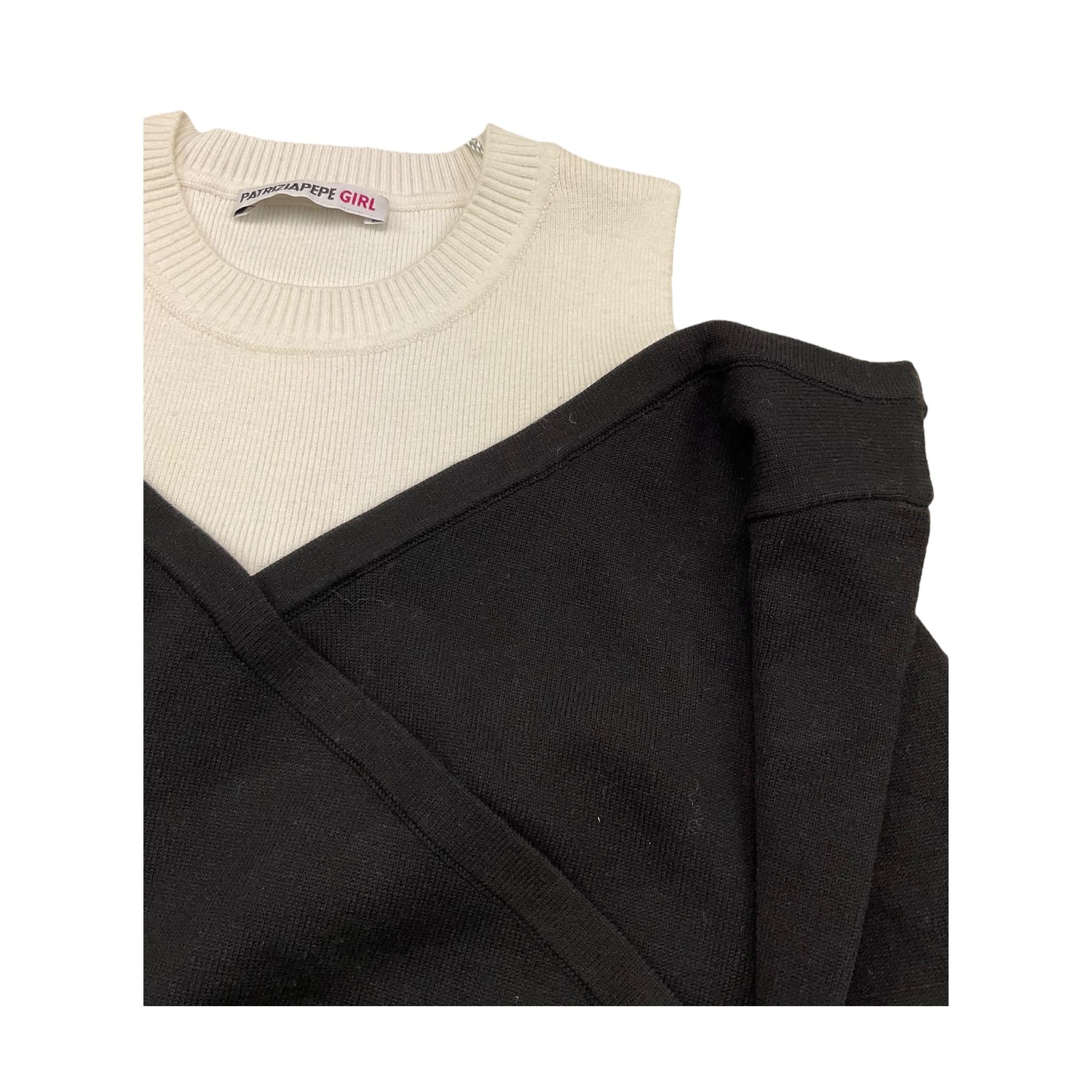PATRIZIA PEPE maglia girocollo tinta unita con finta canotta Nero per Bambina 7K0042XX NERO PATRIZIA PEPE 