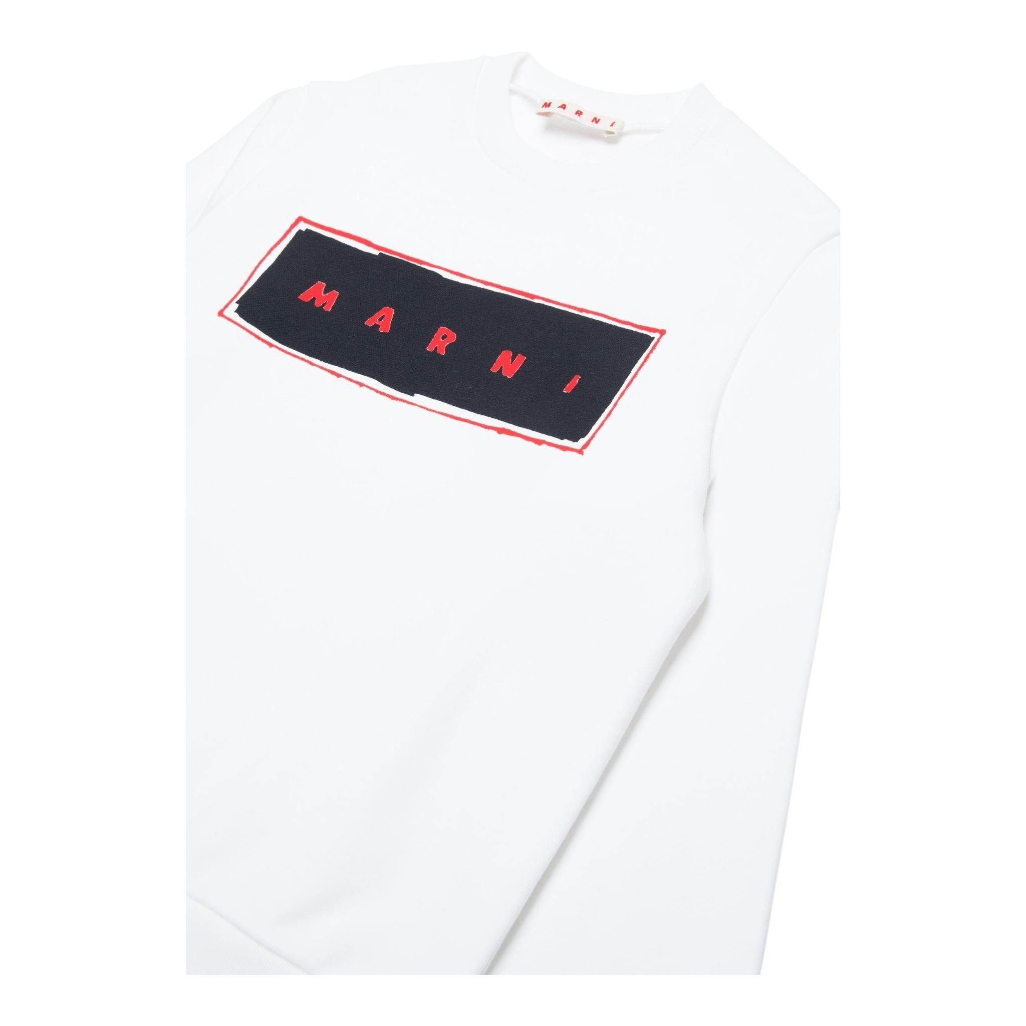 MARNI felpa chiusa girocollo tinta unita con logo Bianco per Bambino M01223 BIANCO MARNI 