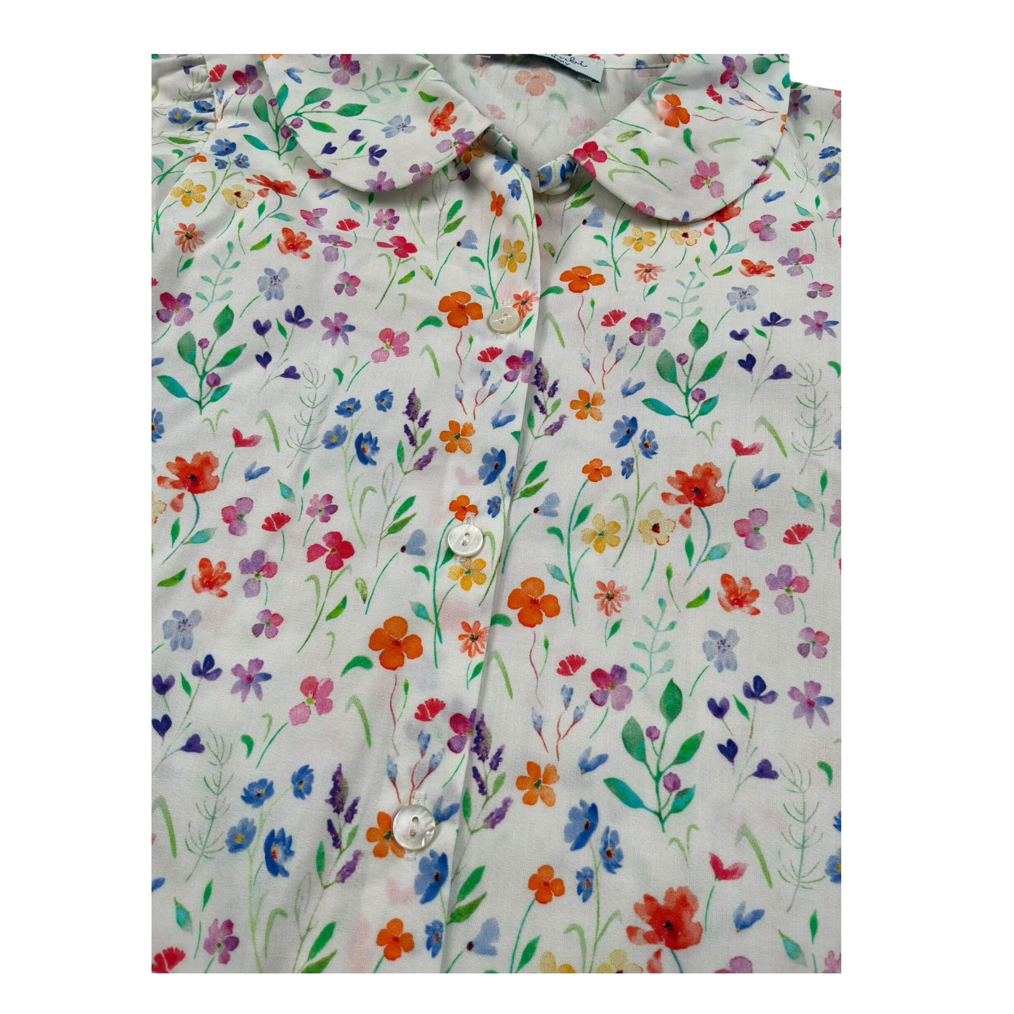 Ilfarobimbi Camicia Mezza Manica Tinta Unita Fantasia Floreale per Bambina IFB40105 BIANCO ILFAROBIMBI 
