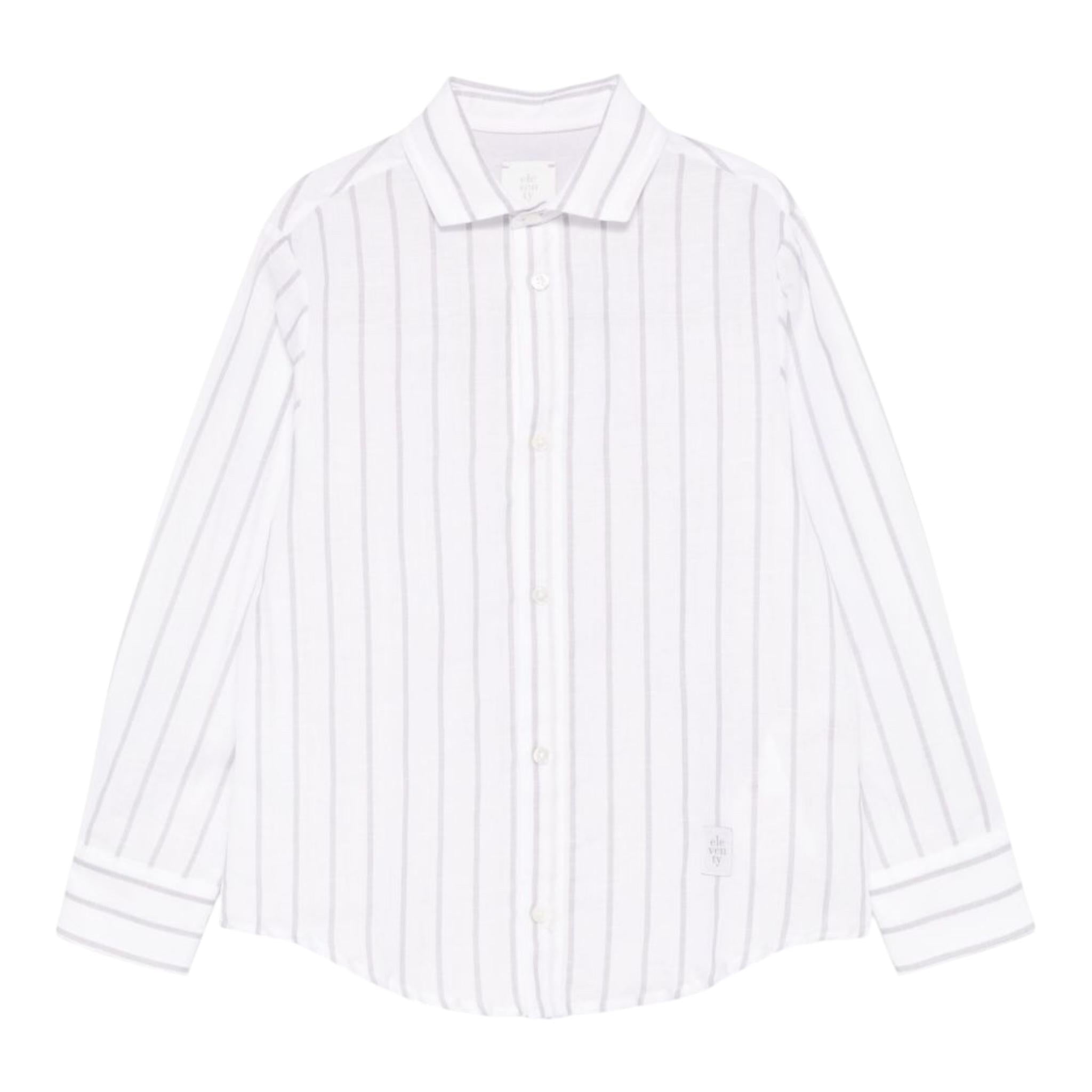 Eleventy Camicia Tinta Unita Fantasia A Righe per Bambino EW5P30 BIANCO ELEVENTY 