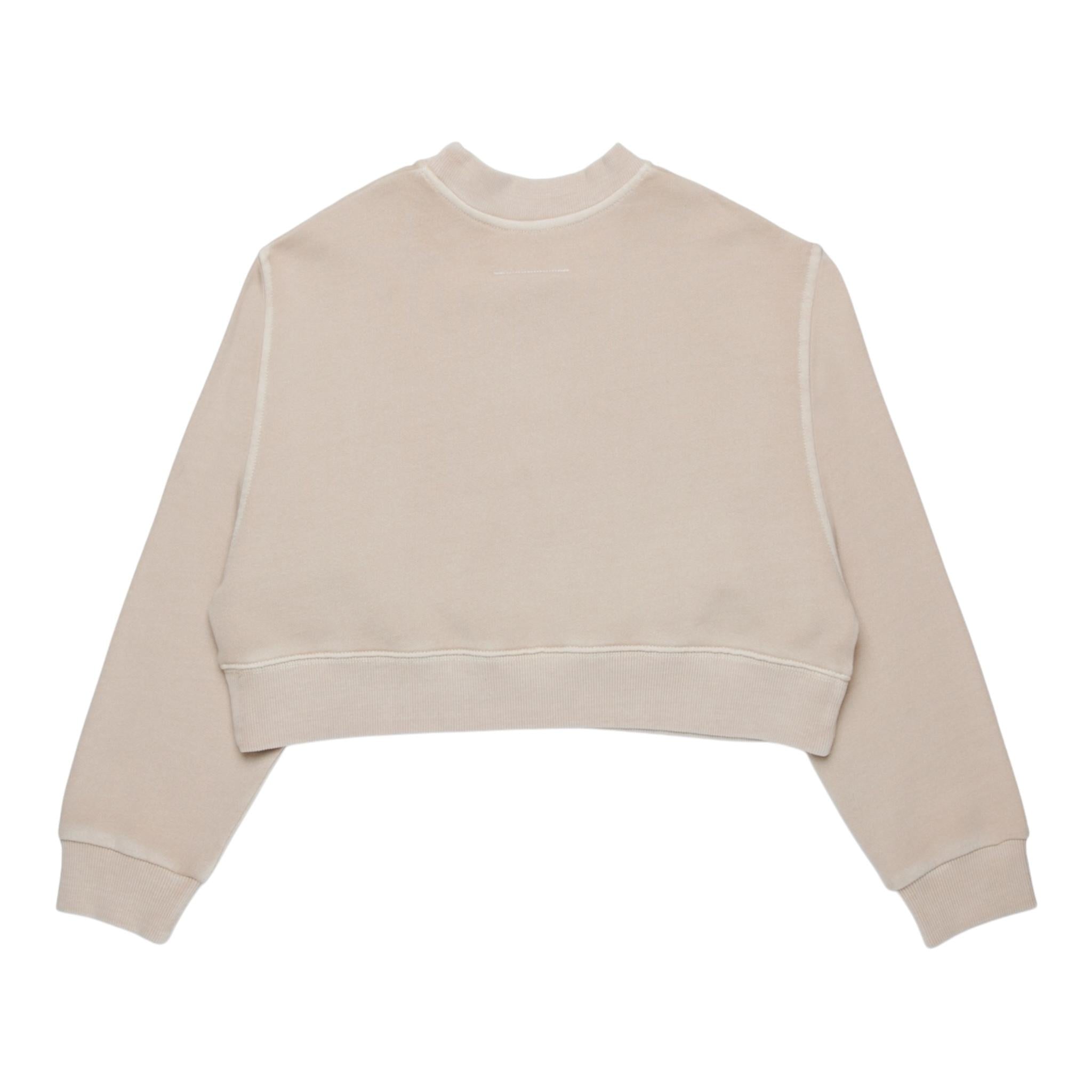 MAISON MARGIELA felpa girocollo mdello crop tinta unita con stampa Beige per Bambina M60683X BEIGE MAISON MARGIELA 