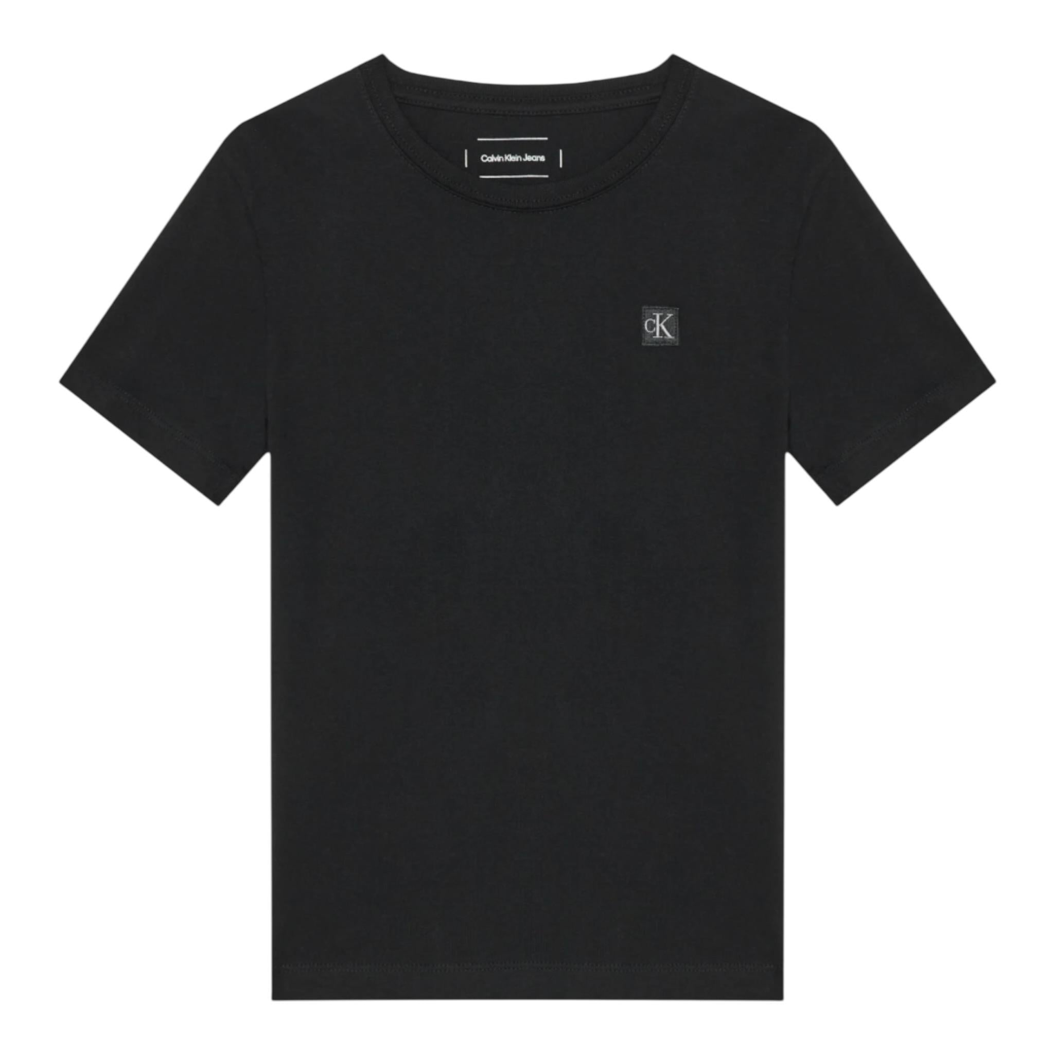 Calvin Klein T-Shirt Girocollo tinta unita con Logo Nero per Bambino IU0IU00543X NERO CALVIN KLEIN 