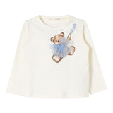 LIU JO shirt girocollo tinta unita con stampa brillantinata e fiocco Panna per Bambina KF4066X PANNA LIU JO 