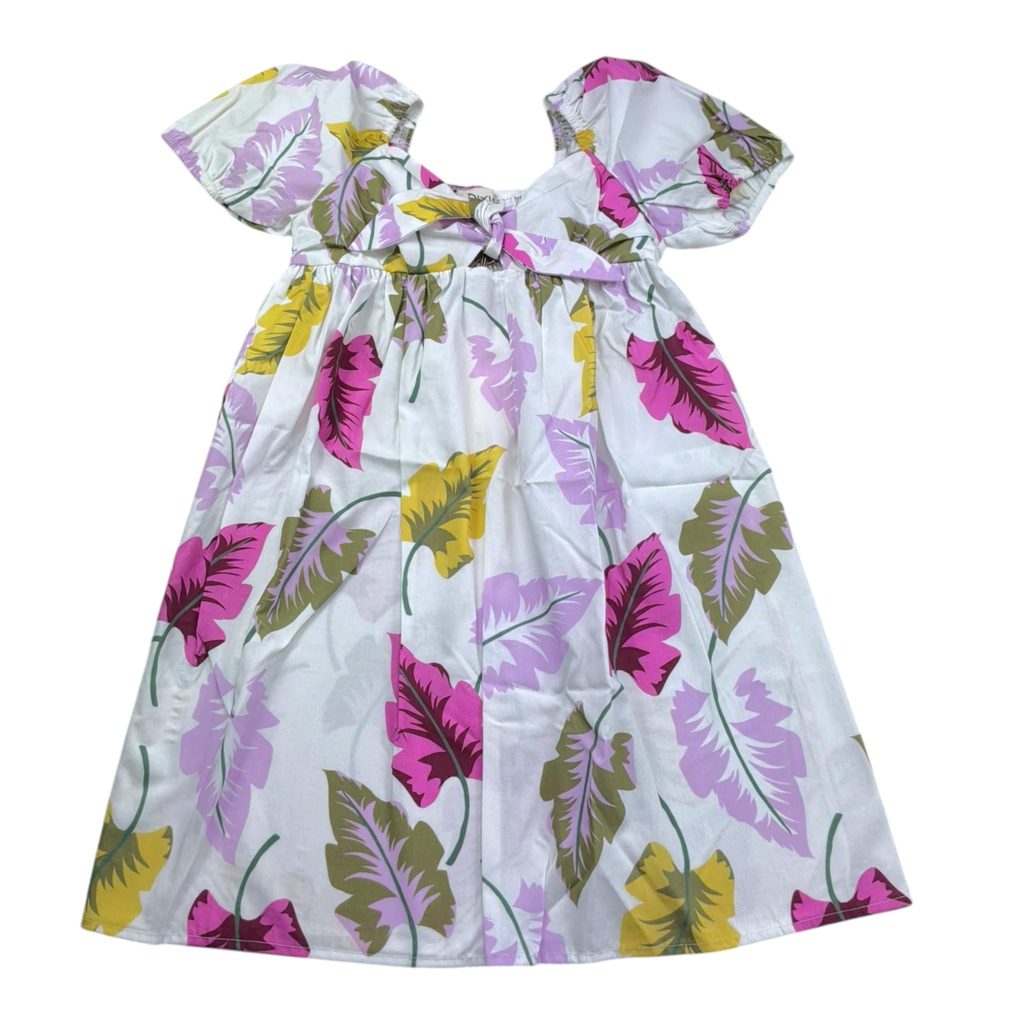 Dixie Abito Tinta Unita con Fantasia Fiori per Bambina AB63274G39 BIANCO DIXIE 