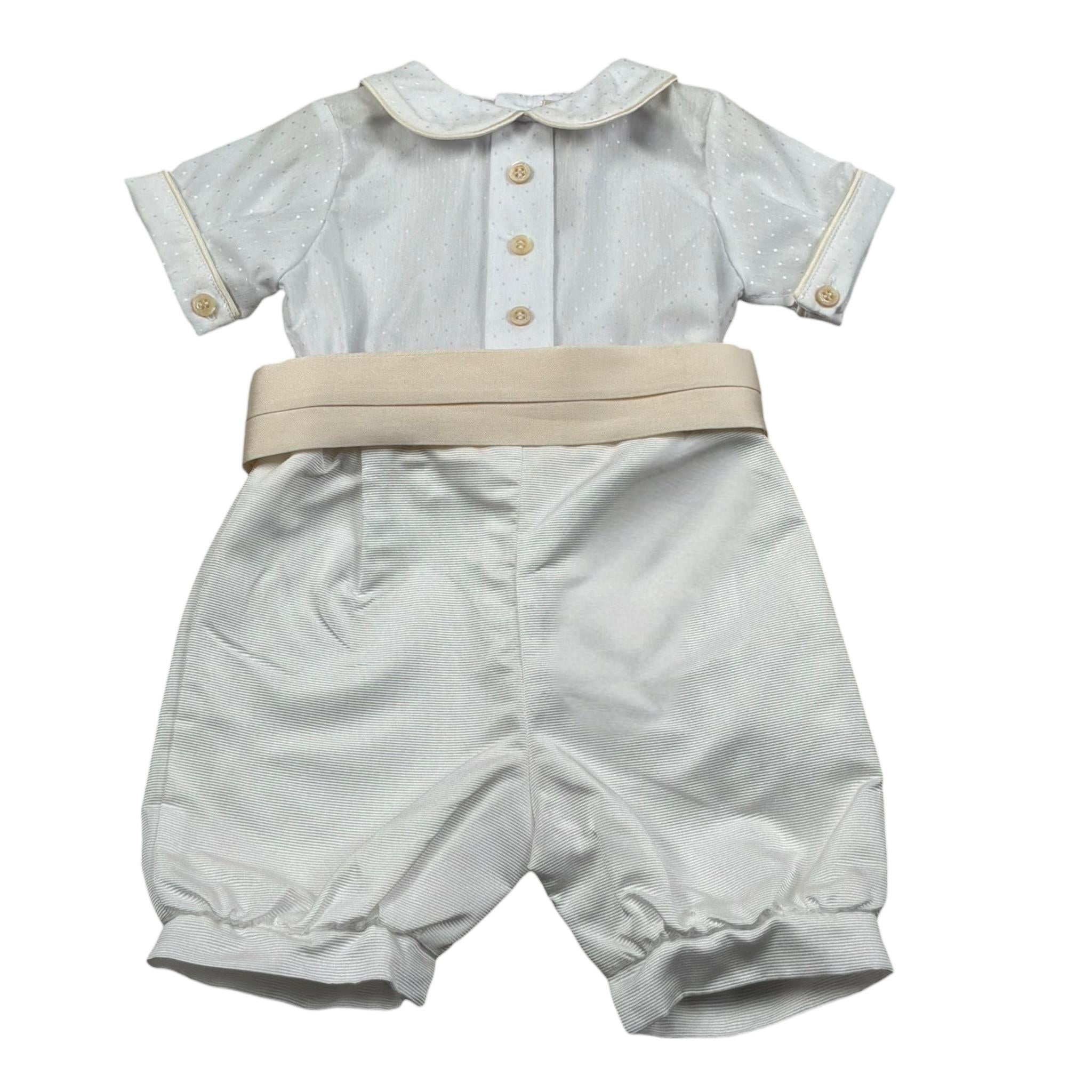 La Stupenderia Pagliaccetto Tinta Unita con Fantasia A Righe per Neonato CBPG53X BIANCO LA STUPENDERIA 