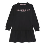 John Richmond Abito Girocollo Tinta Unita con Logo per Bambina RGP25007VE NERO JOHN RICHMOND 