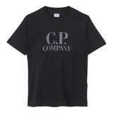 CP Company Solid Color Crew Neck T-Shirt with Black Logo Print for Kids