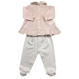 Barcellino Complete 2 Piece Shirt-Ghettina Two-Tone White/Pink For Baby Girl