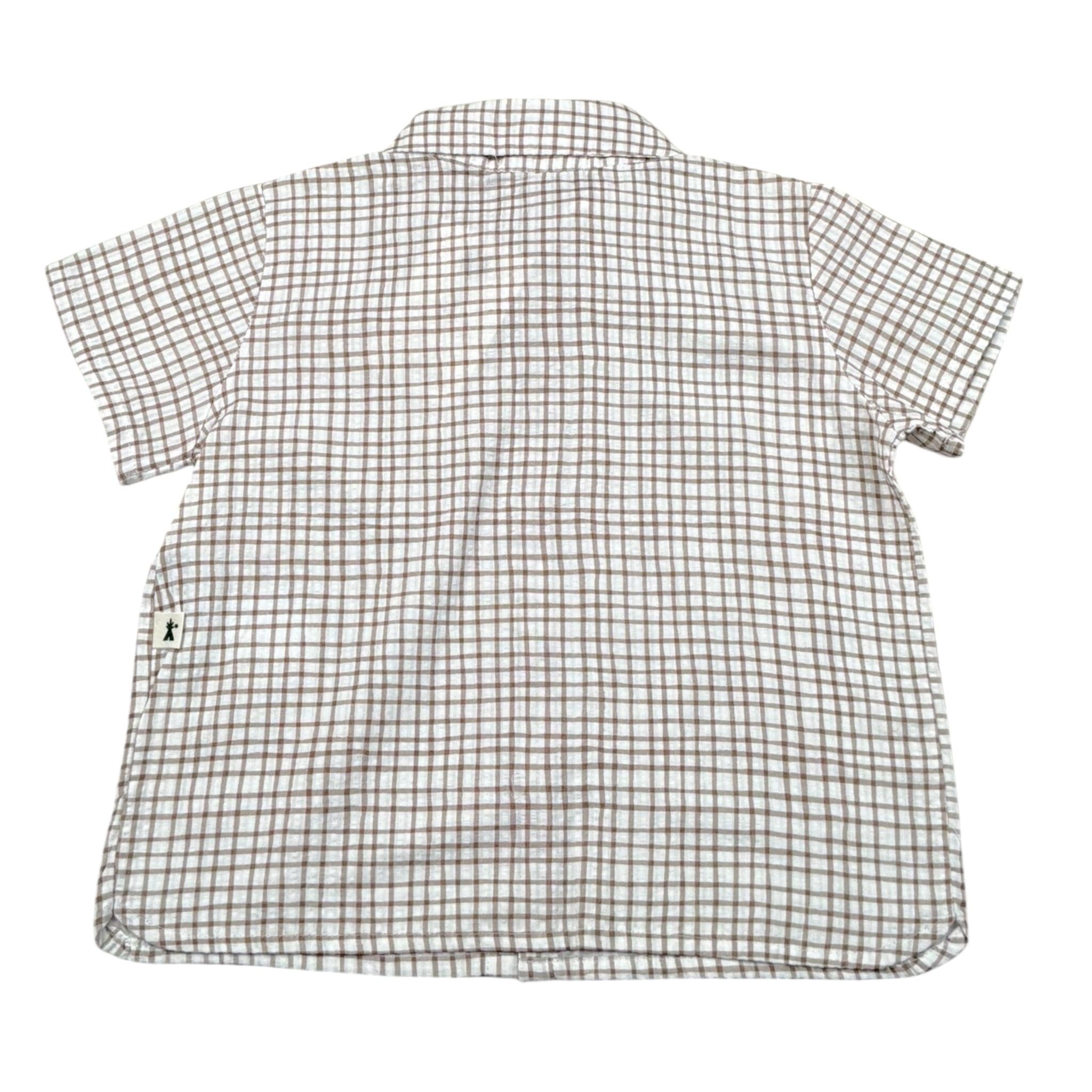 Petit Indi Camicia Tinta Unita con Fantasia A Quadri per Neonato SS25BK7427XN BIANCO PETIT INDI 