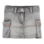 Monnalisa Gonna In Denim Tinta Unita con Girovita Regolabile per Bambina 19D701 GRIGIO MONNALISA 