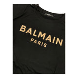Balmain T-Shirt Crew Neck Solid Color With Contrast Print Black For Girls