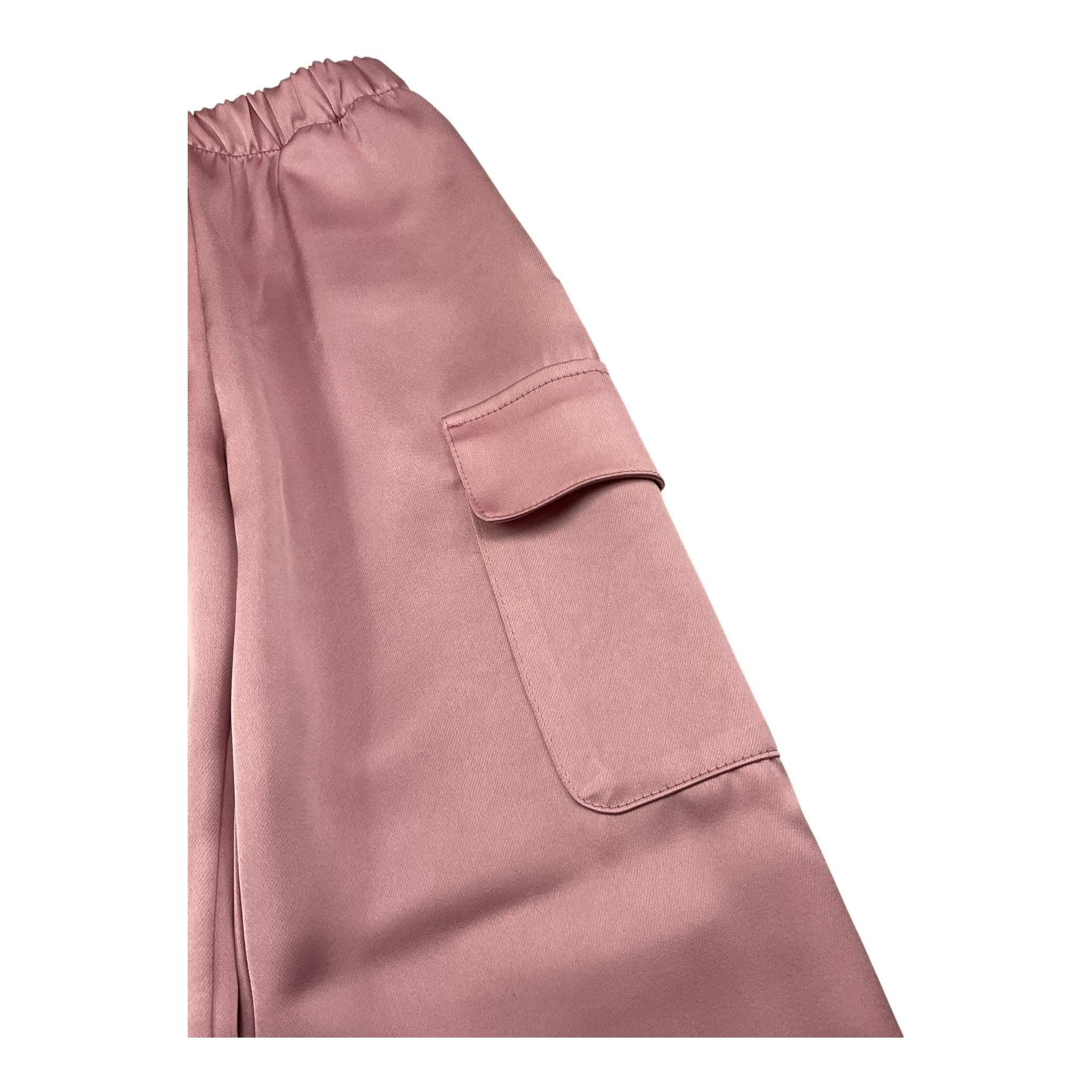 Please Pantalone Tinta Unita con Tasconi E Elastico per Bambina PE06310G73 ROSA PLEASE 
