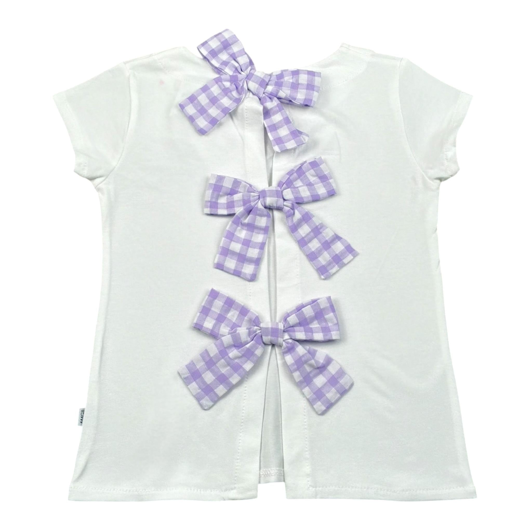 Magil T-Shirt Tinta Unita con Fiocchi per Bambina HN26121 BIANCO MAGIL 