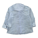Daniele Alessandrini Long Sleeve Shirt Striped Pattern White/Blue For Newborn