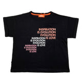 Suns T-Shirt Crew Neck Solid Color With Contrast Prints Black For Girls